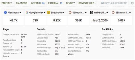 link https www.seoquake.com guide basic panel.html|Basic usage .
